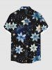 Chemise hawaïenne à imprimé floral et insectes grande taille avec poche boutonnée pour homme - Noir XL