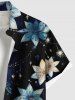 Chemise hawaïenne à imprimé floral et insectes grande taille avec poche boutonnée pour homme - Noir XL