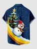 Chemise à poches boutonnées grande taille pour homme, imprimée sapin de Noël, bonhomme de neige et banane galaxie - Bleu Marine XL