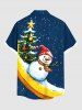 Chemise à poches boutonnées grande taille pour homme, imprimée sapin de Noël, bonhomme de neige et banane galaxie - Bleu Marine 2XL