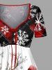 Plus Size Christmas Tree Elk Scarf Snowflake Plaid Print Cinched A Line Dress -  