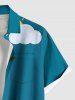 Chemise à boutons grande taille pour homme, motif hawaïen, cocotier, Père Noël, bouée et nuages, avec poche boutonnée et bouée. - Paon Bleu 6XL