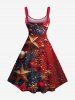 Plus Size Christmas Ball Star Snowflake Print Tank Dress -  