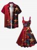 Robe débardeur grande taille imprimée boules de Noël, étoiles et flocons de neige - Rouge 5X