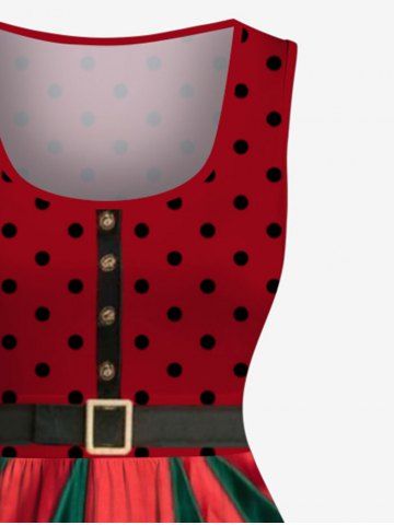 Plus Size Two Tone Christmas Colorblock Polka Dot Print Vintage Swing A  Line Dress [45% OFF] | Rosegal