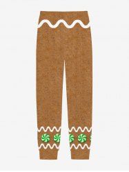 Pantalon de jogging imprimé pain d'épice de Noël pour homme grande taille - Brun Légère 2XL