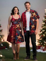 Christmas Ball Star Snowflake Print Plus Size Matching Outfit For Couples -  