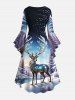 Christmas Tree Elk Forest Print Plus Size Matching Outfit For Couples -  