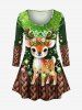 Christmas Light Elk Flowers Snowflake Cable Knit 3D Print Plus Size Matching Set -  