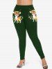 Christmas Light Elk Flowers Snowflake Cable Knit 3D Print Plus Size Matching Set -  