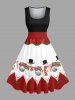 Christmas Ball Tree Snowman Bowknot Colorblock Print Plus Size Matching Outfit For Couples -  