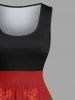 Christmas Ball Tree Snowman Bowknot Colorblock Print Plus Size Matching Outfit For Couples -  