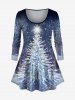 Christmas Tree Star Snowflake Forest Print Plus Size Matching Set -  