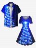 Robe vintage grande taille imprimée d'étoiles de Noël à paillettes en 3D - Bleu Ciel S