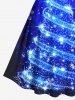 Robe vintage grande taille imprimée d'étoiles de Noël à paillettes en 3D - Bleu Ciel M