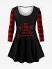 Merry Christmas Tree Star Snowflake Plaid Print Plus Size Matching Set -  