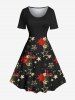 Ensemble assorti grande taille pour couples, imprimé fleurs de Noël, étoiles et flocons de neige - Noir 