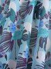 Plus Size Tropical Leaf Hibiscus Flower Print Cinched Boyleg Tankini Swimsuit (Adjustable Shoulder Strap) -  
