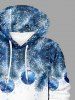 Plus Size Christmas Ball Snowflake Leaf Print Drawstring Pocket Hoodie For Men -  