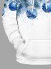 Plus Size Christmas Ball Snowflake Leaf Print Drawstring Pocket Hoodie For Men -  
