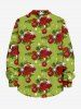 Chemise grande taille homme à imprimé de boules de Noël, fleurs et flocons de neige, boutons et poche - Vert XL