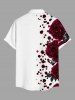 Plus Size Rose Flower Leaf Paint Splatter Print Buttons Pocket Hawaii Shirt For Men - Blanc de Crème  4XL