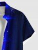 Plus Size Christmas Tree Star Glitter 3D Print Buttons Pocket Shirt For Men - Bleu Marine 4XL