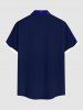 Plus Size Christmas Tree Star Glitter 3D Print Buttons Pocket Shirt For Men - Bleu Marine 4XL