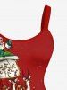 Robe débardeur grande taille à imprimé Père Noël, élans et traîneau, cocotier - Rouge 2X