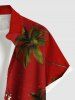 Plus Size Christmas Santa Claus Elk Sled Coconut Tree Print Buttons Pocket Shirt For Men - Rouge XL