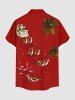 Plus Size Christmas Santa Claus Elk Sled Coconut Tree Print Buttons Pocket Shirt For Men - Rouge XL