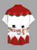 Chemise homme grande taille à imprimé colorblock, boutons et poche, motif boules de Noël, sapin, bonhomme de neige et nœud papillon. - Rouge XL