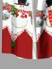 Chemise homme grande taille à imprimé colorblock, boutons et poche, motif boules de Noël, sapin, bonhomme de neige et nœud papillon. - Rouge XL