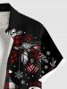 Chemise grande taille pour homme, motif boules de Noël, flocons de neige et bonhommes de neige, à carreaux et nœud papillon, avec boutons et poche. - Noir XL