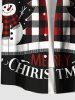 Chemise grande taille pour homme, motif boules de Noël, flocons de neige et bonhommes de neige, à carreaux et nœud papillon, avec boutons et poche. - Noir 2XL