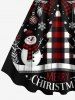 Plus Size Christmas Ball Snowman Snowflake Plaid Bowknot Print Tank Dress -  