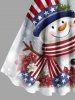 Robe trapèze grande taille imprimée de flocons de neige et de bonhommes de neige, drapeau américain patriotique - Blanc XXS