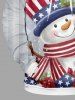 Sweat à capuche à manches longues grande taille pour homme, imprimé flocons de neige et bonhommes de neige, drapeau américain patriotique. - Blanc M
