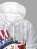 Plus Size Christmas Snowflake Snowman Patriotic American Flag Print Pullover Long Sleeves Hoodie For Men -  