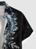 Chemise à poches boutonnées grande taille pour homme, imprimé flocons de neige lumineux de Noël - Noir 4XL