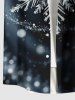 Chemise à poches boutonnées grande taille pour homme, imprimé flocons de neige lumineux de Noël - Noir 4XL