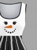 Plus Size Christmas Ball Snowman Print Vintage Swing A Line Dress -  