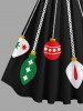 Robe trapèze vintage grande taille imprimée boules de Noël et bonhommes de neige - Noir 2X