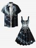 Robe trapèze grande taille à imprimé flocons de neige et pois lumineux de Noël - Noir XXS