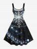 Robe trapèze grande taille à imprimé flocons de neige et pois lumineux de Noël - Noir XXS