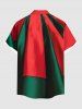 Plus Size Two Tone Christmas Colorblock Print Button Pocket Shirt For Men -  