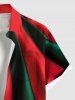 Plus Size Two Tone Christmas Colorblock Print Button Pocket Shirt For Men -  