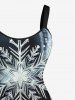 Robe trapèze grande taille à imprimé flocons de neige et pois lumineux de Noël - Noir 6X