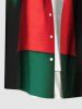 Plus Size Two Tone Christmas Colorblock Print Button Pocket Shirt For Men -  