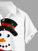 Plus Size Christmas Snowman Print Button Pocket Shirt For Men -  